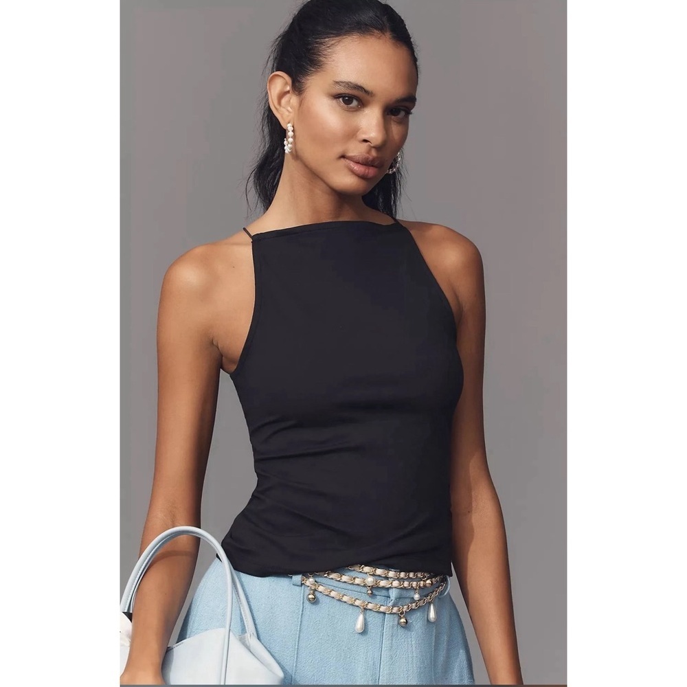 NWT Anthropologie Maeve Square Neck Tank Blue - Picture 3 of 4
